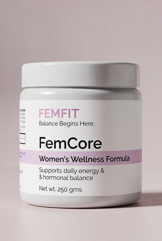 FemFit FemCore hormonal balance powder food-based women’s wellness supplement for periods PCOS and reproductive health in Pakistan